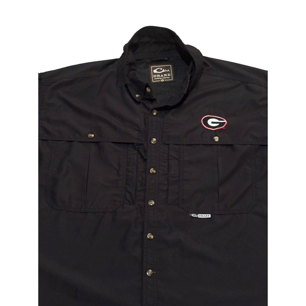 Drake Waterfowl Georgia Bulldogs Mens XL Black Short Sleeve Vented Fishing Shirt